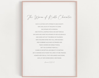 Proverbs 31, Christian Mother's Day Gift, Scripture Art, Christian Wall Art, Gift for Mom, Proverbs 31 Woman, Bible Verse Printable