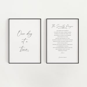 Conjunto de 2 arte de pared imprimible de oración de serenidad completa, regalo de recuperación anónimo de alcohólicos minimalistas, Dios me conceda la impresión digital de serenidad