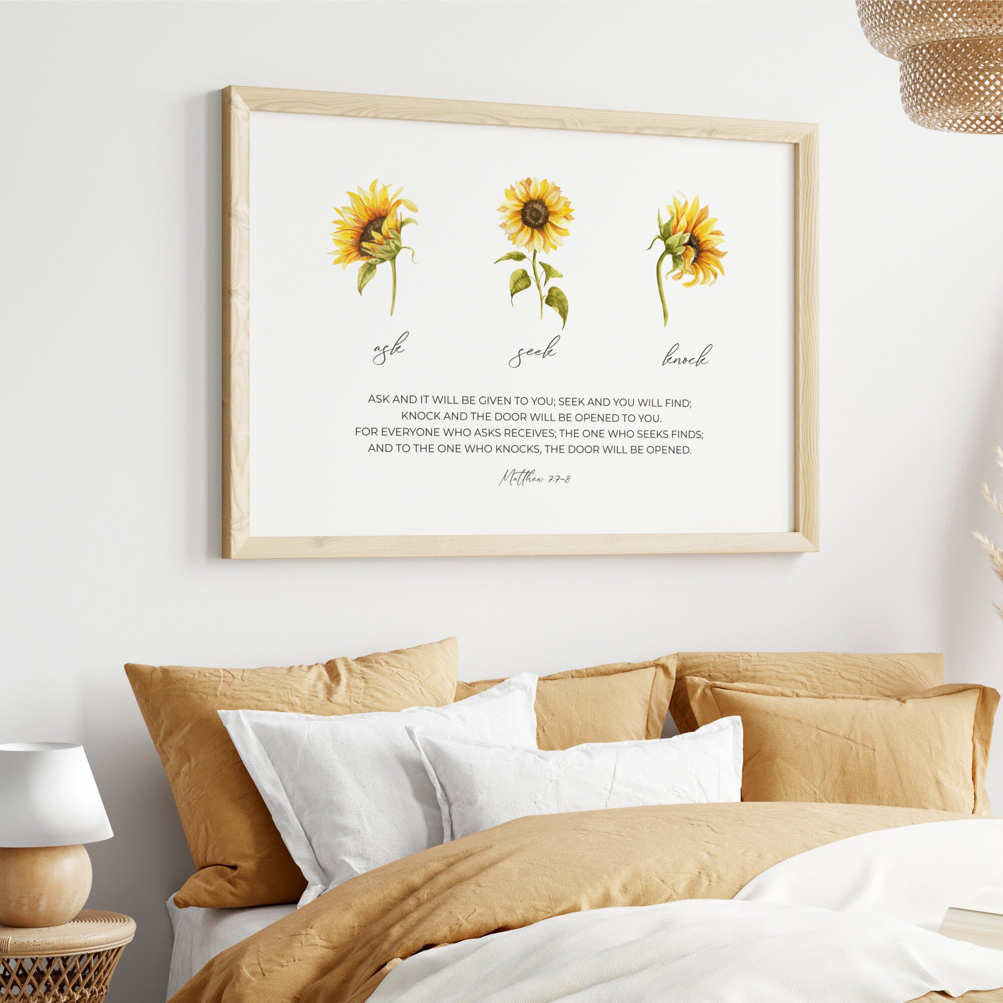 Ask Seek Knock Printable Scripture Wall Art Floral Christian - Etsy