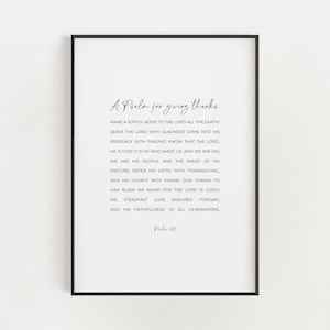Psalm 100 Minimalist Thanksgiving Bible Verse Printable Wall Art Decor, Modern Scripture Digital Download, Make a Joyful Noise to the Lord