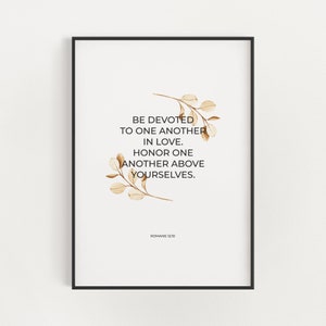 Romans 12:10, Christian Wedding Sign, Be Devoted to One Another In Love, Modern Minimalist Christian Wall Art, Bible Verse Digital Download
