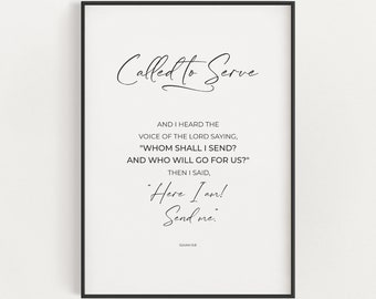 Called to Serve Isaiah 6:8 Here I Am Send Me Modern Bible Verse Printable Wall Art, Christian Scripture Decor Digital Print, Missionary Gift