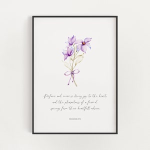 Proverbes 27:9 aquarelle violet Floral Bible verset Wall Art Printable Decor, botanique écriture numérique téléchargement, cadeau d’amitié chrétienne