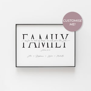 Personalised Printable Family Scripture Wall Art, Joshua 24:15 Christian Bible Verse Download, As For Me and My House We Will Serve the Lord