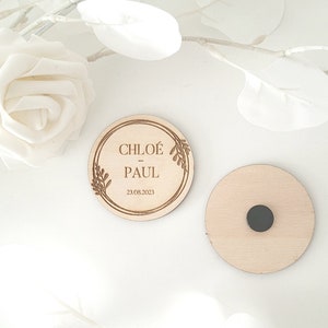 Badge personnalisé | Badge mariage personnalisé | Marque place | Badge mariage | Badge bois |Cadeau invités | Cadeau mariage | Badge témoin