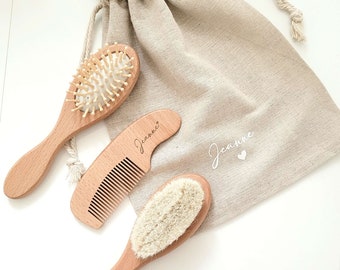 Brosse bébé | Brosse enfant | Brosse bois |Brosse personnalisé| Cadeau naissance | Cadeau bébé | Décoration chambre enfant