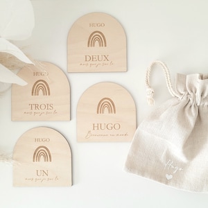 Schrittkarte | Meilensteinkarte zur Geburt | Personalisierte Schrittkarte| Baby-Meilensteinkarte | Personalisierte Schrittkarten | Stufenkarte aus Holz