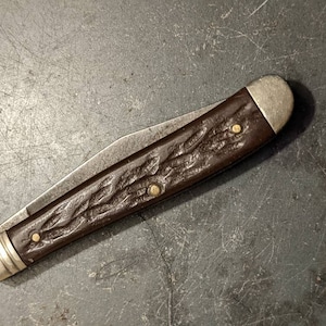 Camillus Pony Jack (Peanut) 2 Blade Serpentine Pocket Knife, made in USA, Vintage c.1960-70s