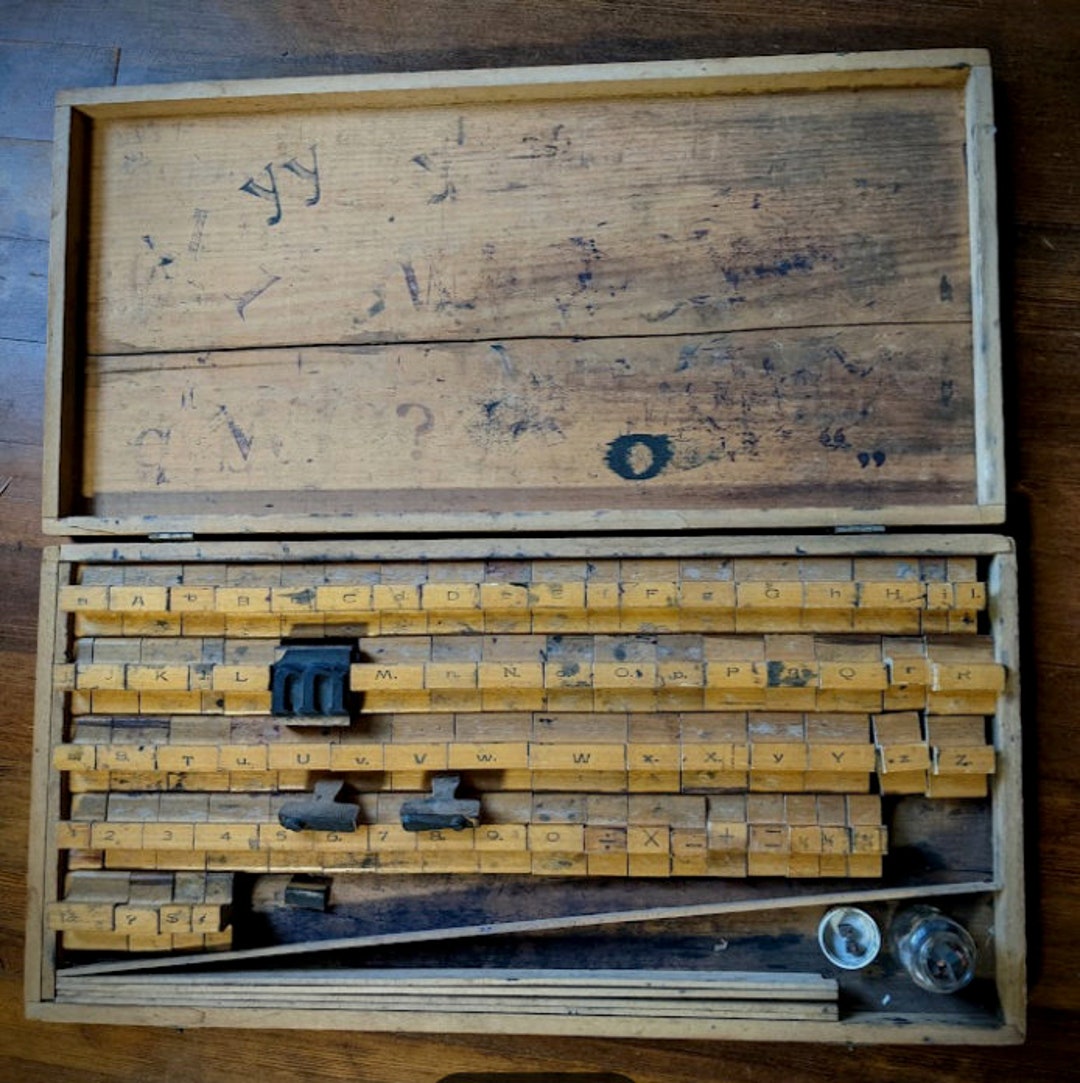 Early 20th Century 1920s Hand Stamp Printing Set in Original Wooden Storage Box Etsy