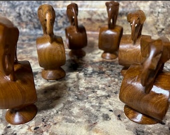 Set of 6 Vintage Elephant Napkin Rings, Made in Kenya, 1960s