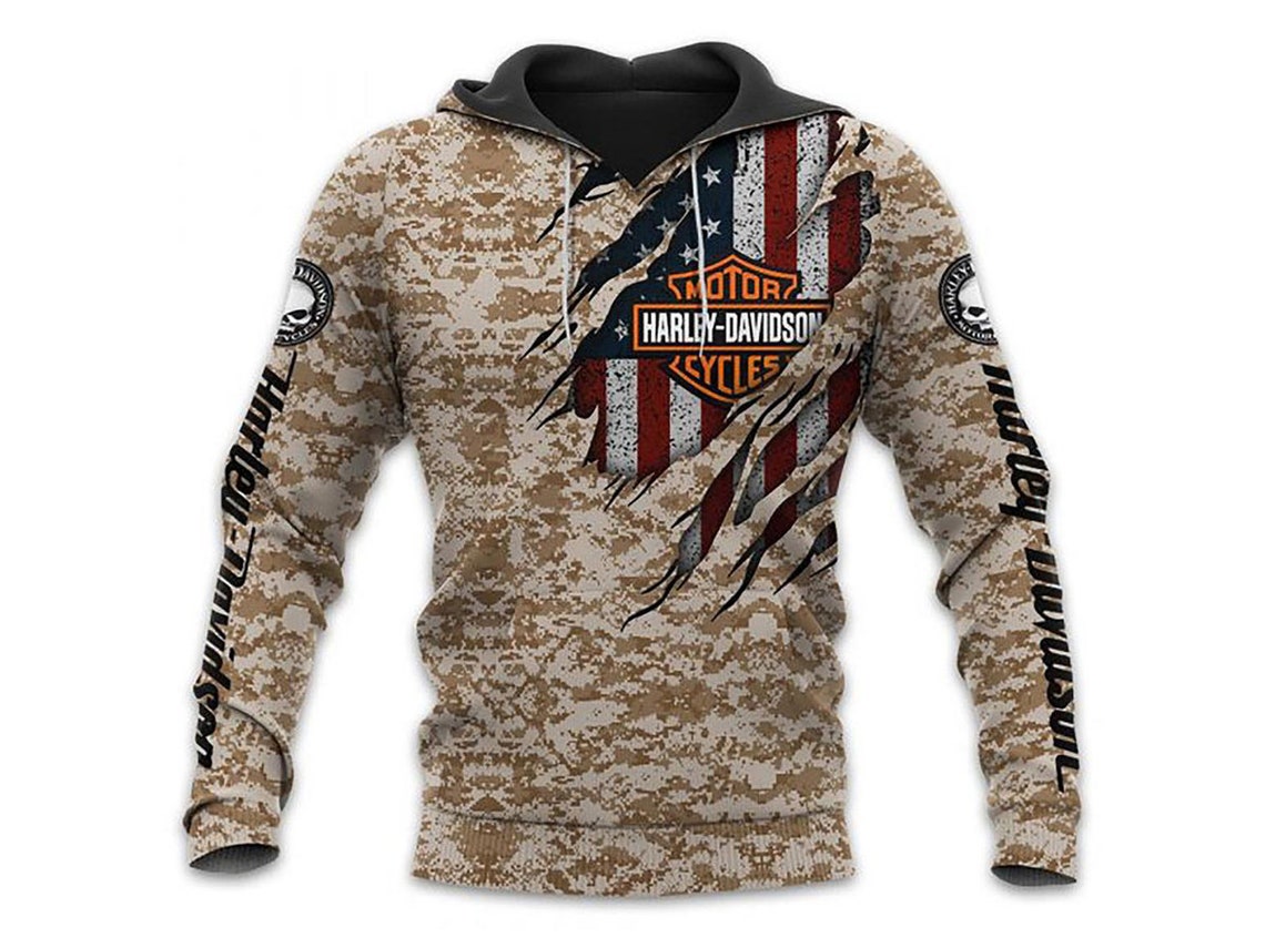 Harley Davidson Camo Hoodie Harley Davidson Camo Tshirt Etsy