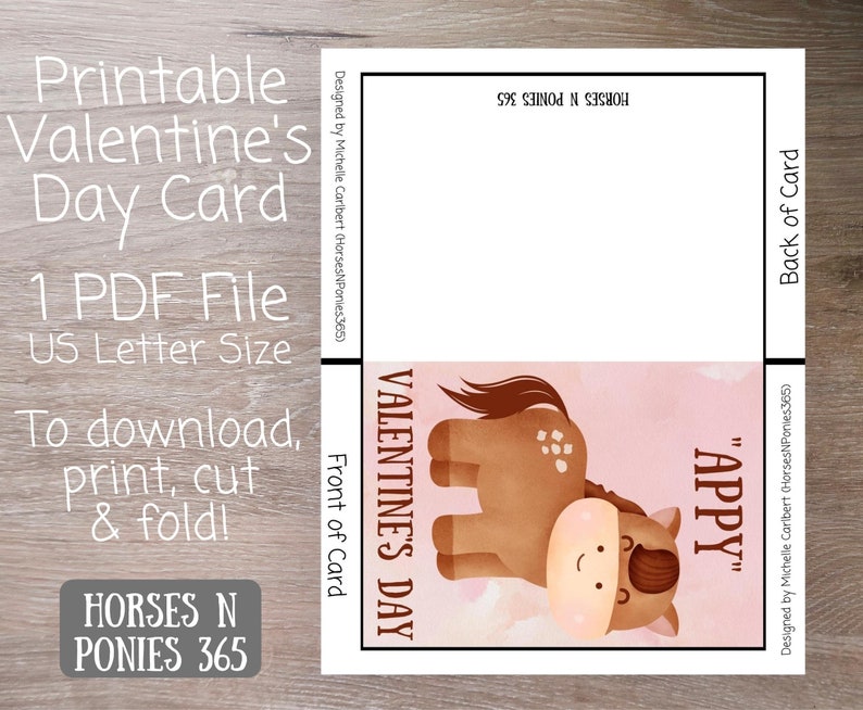 Printable Horse Valentine, Downloadable Cards for Valentines Day, Cute ...