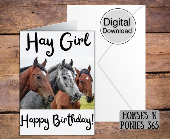 Birthday Card Printable Downloadable Birthday Cards for Horse | Etsy