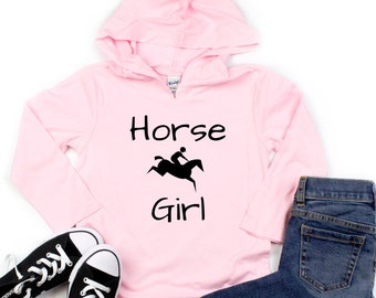 Horse Girl Hoodie, Pony Kids Equestrian Hoody, Horse Lover Hooded Sweatshirt, Birthday Christmas Gifts for Girls, Horse Show Sweater