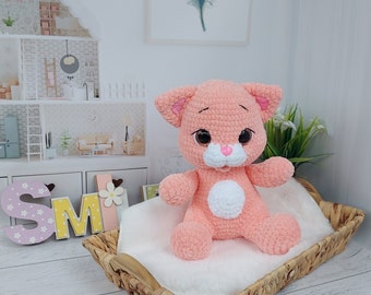 Crochet Plush Kitten, Hypoallergenic Plush Yarn, Cuddle Toy