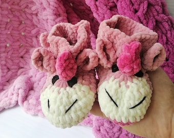 Plush Baby Booties Unicorn Booties Crochet Baby Shoes