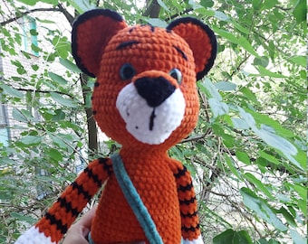 Crochet Tiger Amigurumi: Large Orange Plush Stuffed Animal