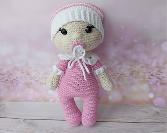 Crochet Baby Doll: Pink Knitted Soft Toy (10 inch)