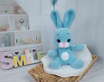 Crochet Bunny, Knitted Bunny, Cute Bunny, Blue Bunny