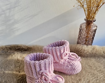Botinhas de crochê para bebê: 100% algodão para recém-nascidos (0 a 3 meses)