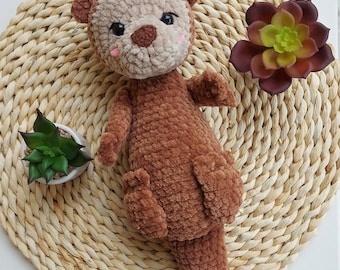 Gehaakte pluche otter, knuffeldier, amigurumi-otter