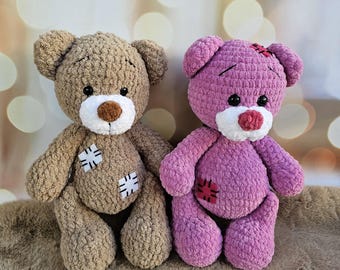 Crochet Teddy Bear, Hypoallergenic Plush Stuffed Animal, Baby Gift