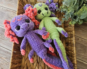 Peluche Axolotl all'uncinetto, animale di peluche ipoallergenico (30 cm)