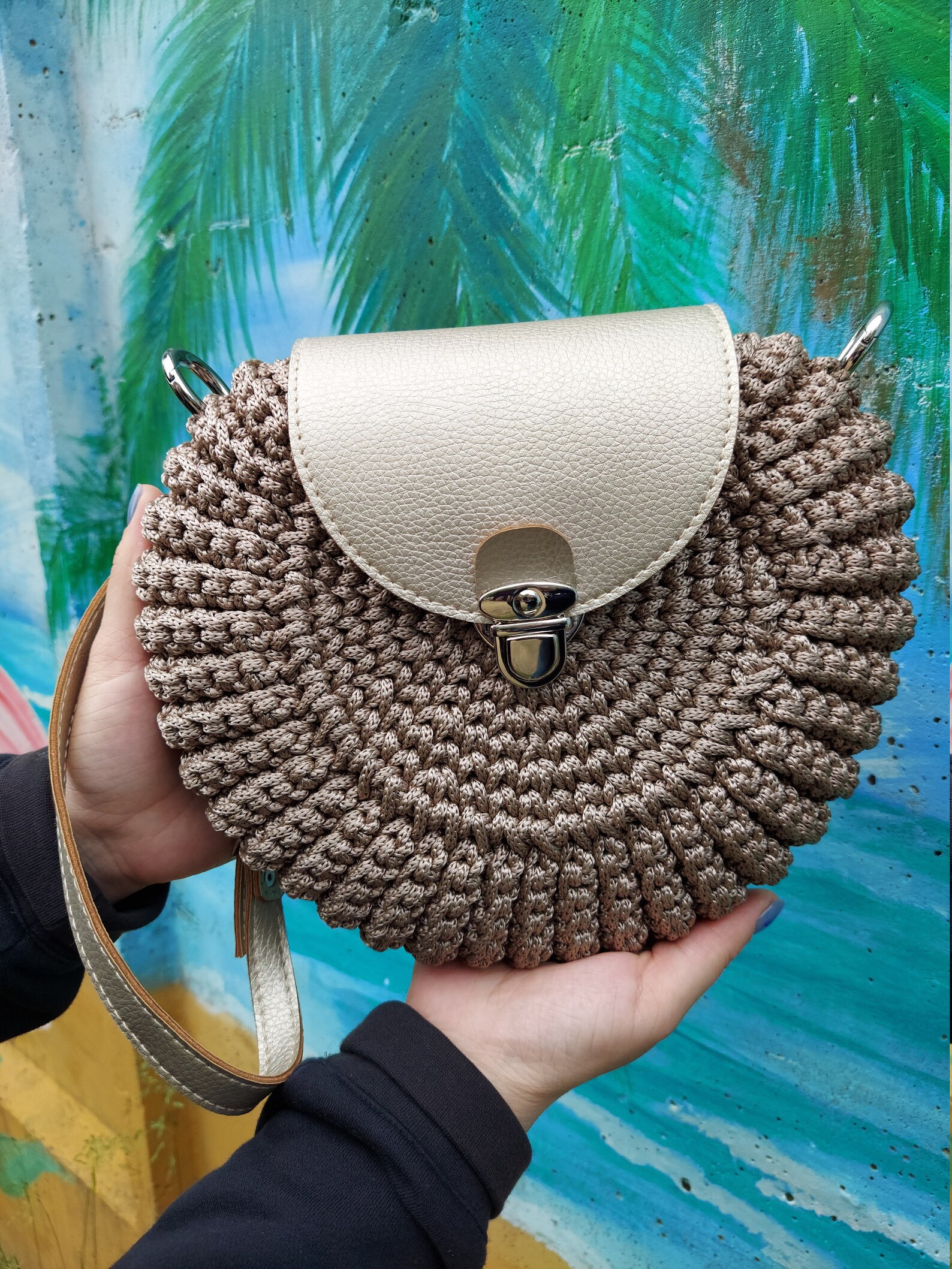 Crochet Crossbody Handbag Fashion Oreo Bag Long Stripe Bag Etsy