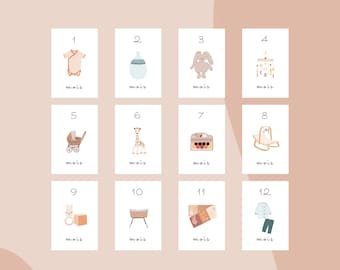 Cartes étapes bébé - naissance - souvenirs bébé - première année