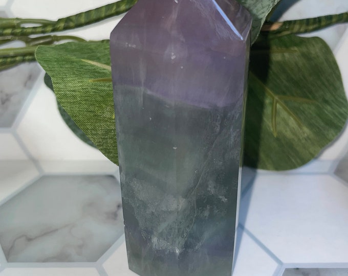 Rainbow Fluorite Tower | Stability, Concentration, Protection Crystal | Metaphysical Crystal | Third Eye Chakra Crystal Tower | One Tower