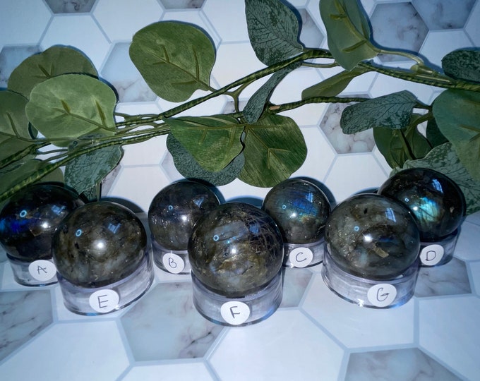Labradorite Sphere | 1.5 INCH Crystal Sphere | Blue Flash Labradorite Crystal Sphere | Crystal Ball Mineral Sphere | Mediation Crystal Ball