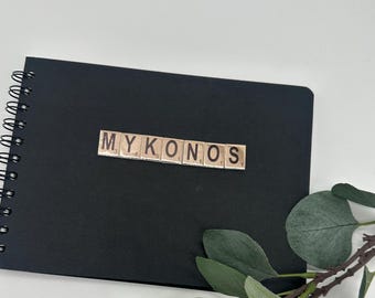 Personalised Scrapbook, Gift Couples/ Friends, Scrapbook Album, Memories Gift, 2025 , Holiday Album, Scrapbooking, 8.5 x 6 Album, Mykonos