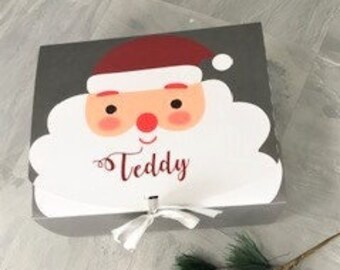 Personalised Grey Christmas Eve Box, Santa Gift Box