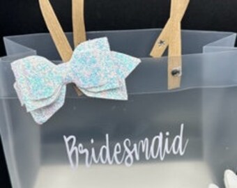 Personalised Frosted Bridesmaid Gift Bag with Glitter Ribbon