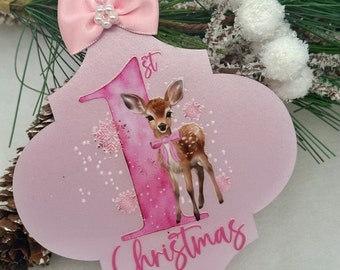 First Christmas Bauble, Pink Christmas Decorations, Baby Girl Christmas Bauble, Baby Christmas Gift, Christmas 2023 Bauble, New Baby Gift