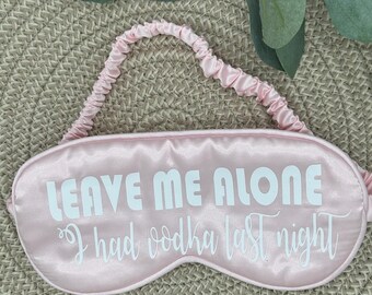 Satin Eye Mask, Funny Sleep Mask, Vodka Lover, Comedy Sleep Mask, Birthday Gift, Hen Party Gift, Hangover Gift, Silk Eye Mask, Funny Gift
