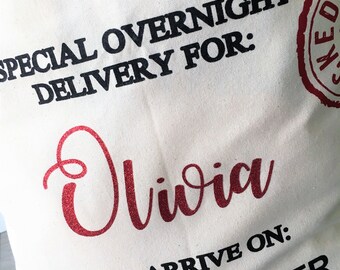 Personalized Christmas Santa Sack, Large Canvas Gift Bag