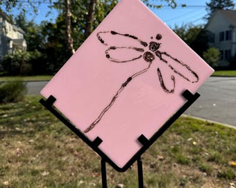Fused Glass Dragonfly Art: Pink Panel, Handmade Home Decor