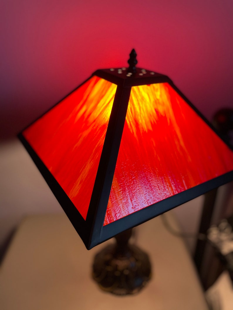 Stained Glass Table Lamp Panel Shade With Tiffany Style Basered