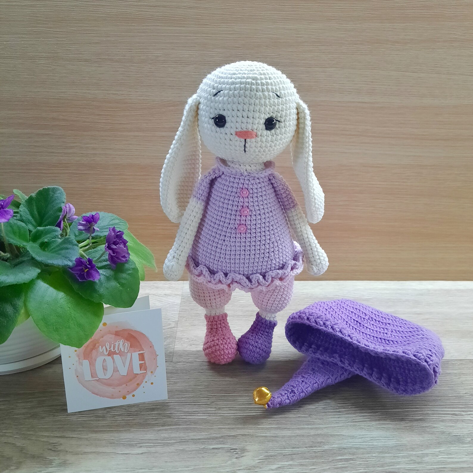 Soft knitted bunny in pajamas Stuffed rabbit Amigurumi rabbit Etsy