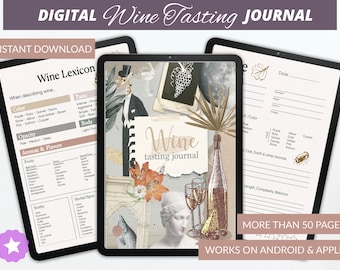 Digital Wine Tasting Journal | iPad | Wine Log, Pairings, Notes, Testing Diary | GoodNotes, Notability | Wine Lover Tracker, Organizer, Vin