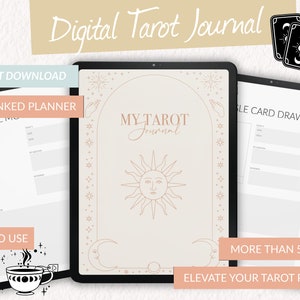 Journal de tarot numérique | Lecture quotidienne de cartes | Cahier d'exercices pour planificateur de tarot | Tarots à tartiner | Carnet de Tarot | Sorcière | Grimoire | Oracle, pont |