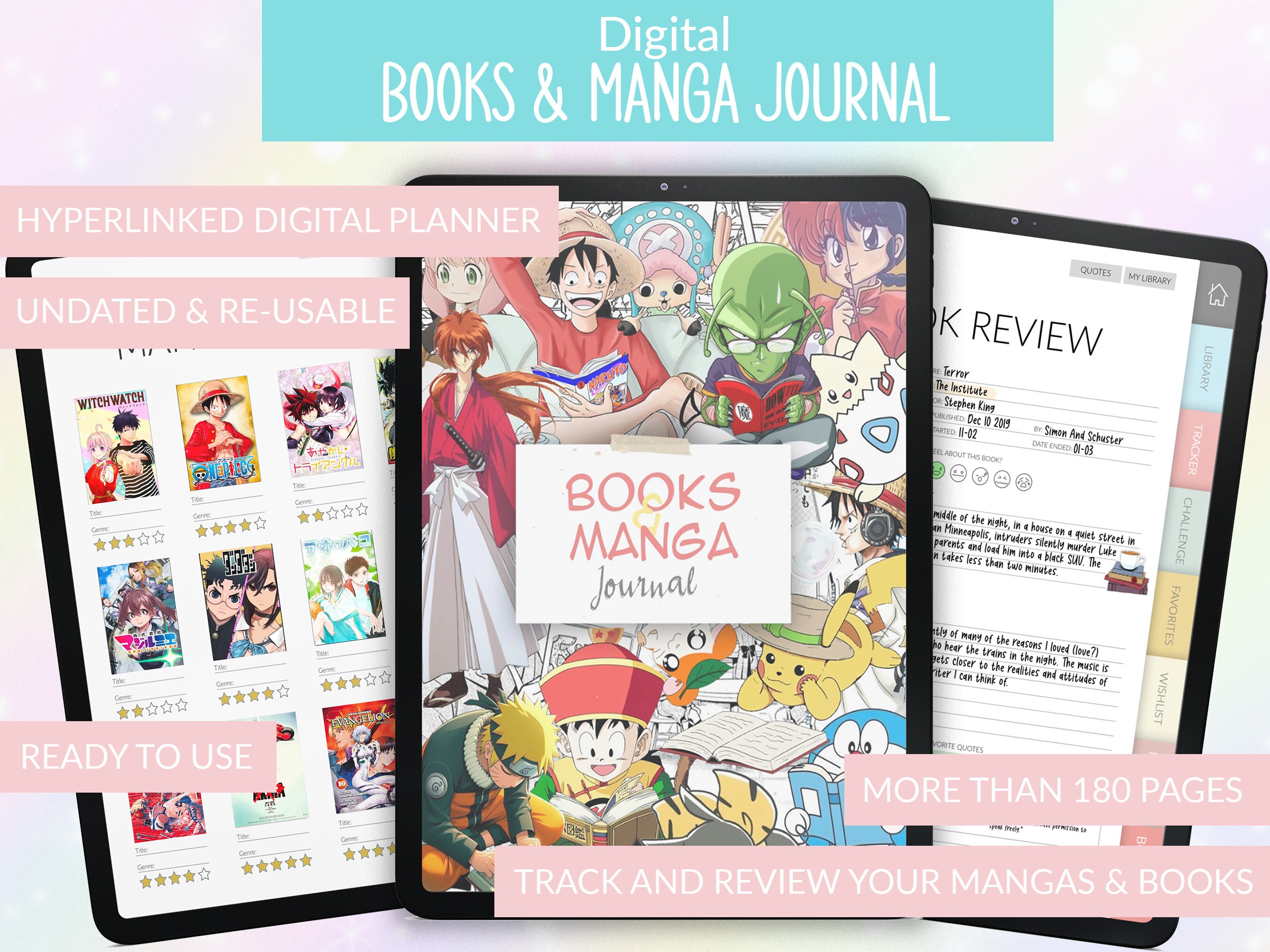 Digital Books & Manga Journal | Manga | Reading Planner | Manga Tracker | Manga girl |  GoodNotes, Notability | Digital Notebook, Library