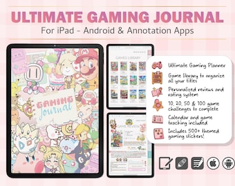 Gaming Journal Digital Planner | iPad PDF Game Tracker, Wishlist & Backlog | GoodNotes Notability | 500 Stickers