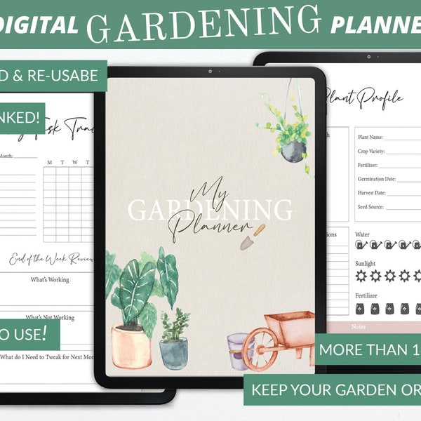 Digital Gardening Planner | iPad | Garden Journal, Plant Log | Gardening Notebook, Schedule | GoodNotes Organizer, Notability Budget Tracker
