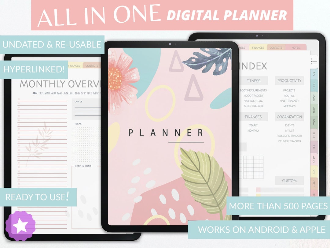 Digital Planner for Goodnotes: Undated Productivity Journal (PDF) - Etsy
