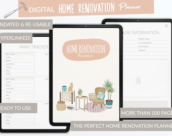 Digital Home Renovation Planner | iPad | DIY, Room Design, Remodel Ideas | GoodNotes Notability Organizer | Home Improvement Journal Tracker