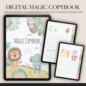 Cuaderno de escritura digital para niños pequeños / Hojas de práctica para iPad y tabletas / Fomenta la escritura correcta / Cuaderno / Para niños