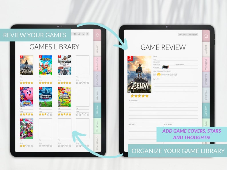 Digital Gaming Journal Gaming Tracker Wishlist Play Log Etsy