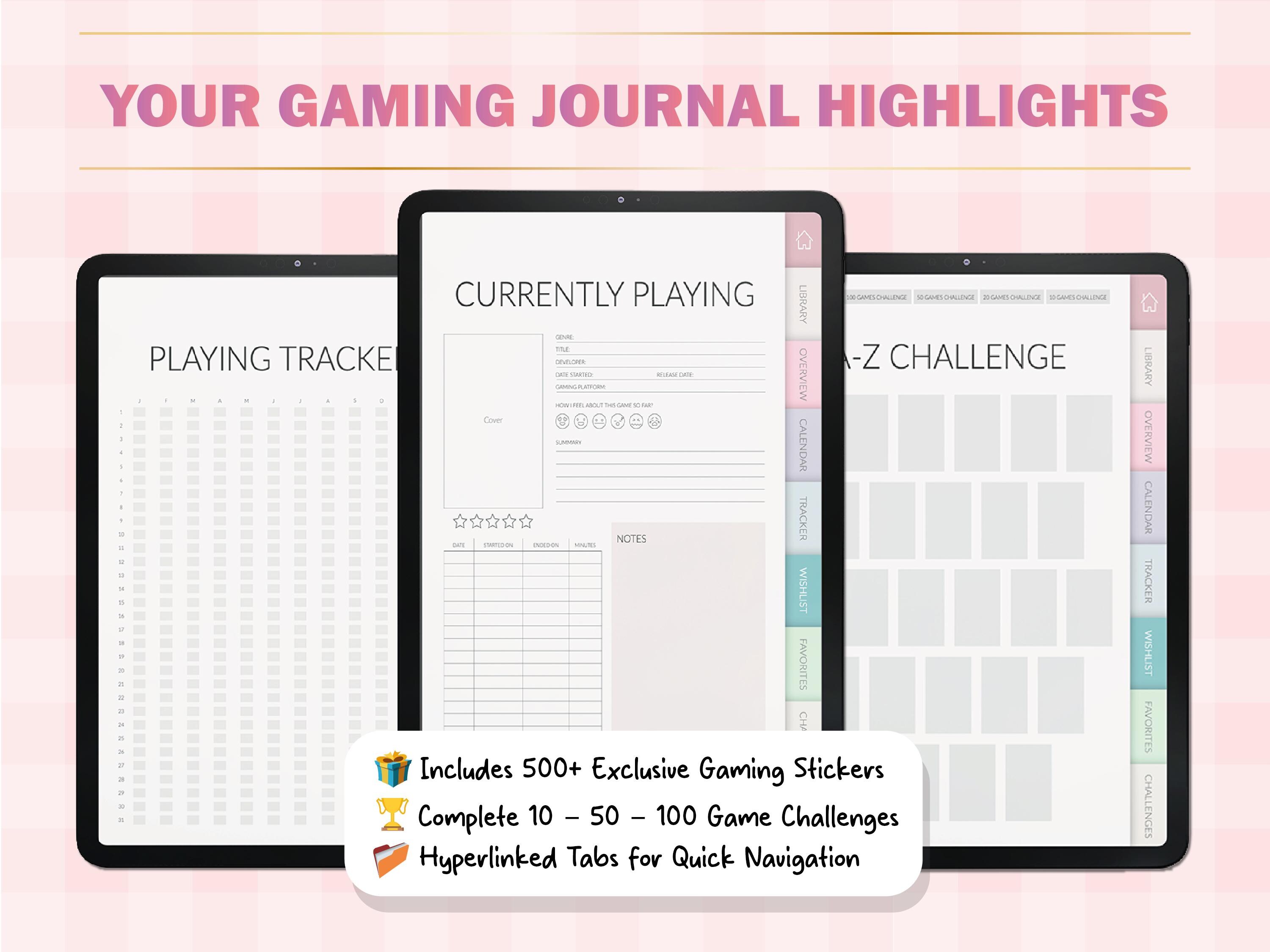 Digital Gaming Journal: Gamer Logbook + 500 Stickers (goodnotes PDF Download) - Etsy